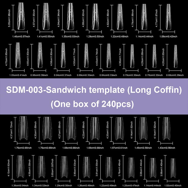 240Pcs Clear Dual Forms Nail Mold Sets Full Cover False Nail Tips Poly Nail Gel Mold Reusable Nail Top Form