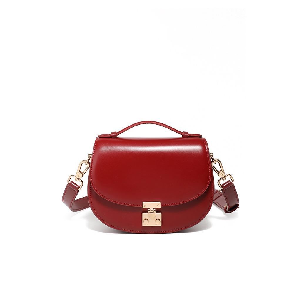 

Универсальная текстурированная маленькая сумка, новый широкий плечевой ремень, сумка-мессенджер на одно плечо, натуральная кожа. красный