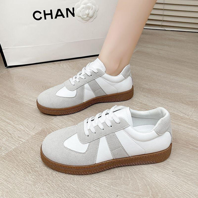 Dexun flacher Boden 2025 Herbst Explosion lässige Forrest Gump Schuhe vielseitig neu retro kleine weiße Schuhe Sportschuhe Damen weiß