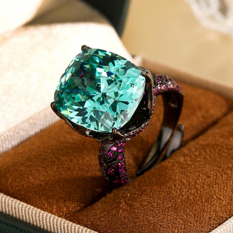 Κοσμήματα Χάλκινος Πυθμένας Επιχρυσωμένο Ρετρό Προσομοίωση Para Πράσινο Μαύρο Χρυσό Ρετρό Δαχτυλίδι Γυναικείο 14 * 16