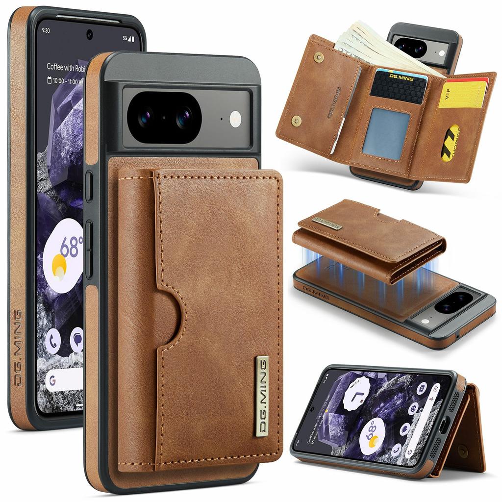 DG.MING M6 Series For Google Pixel 8 Case Magnetic Wallet PU+PC+TPU Phone Cover