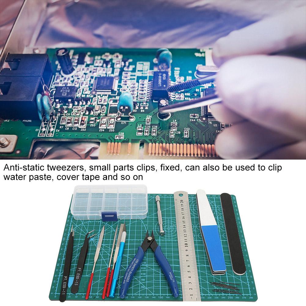 DIY Modeler Craft Tool Set Model Building Tweezers Ruler File Mat Kit for Model Fan