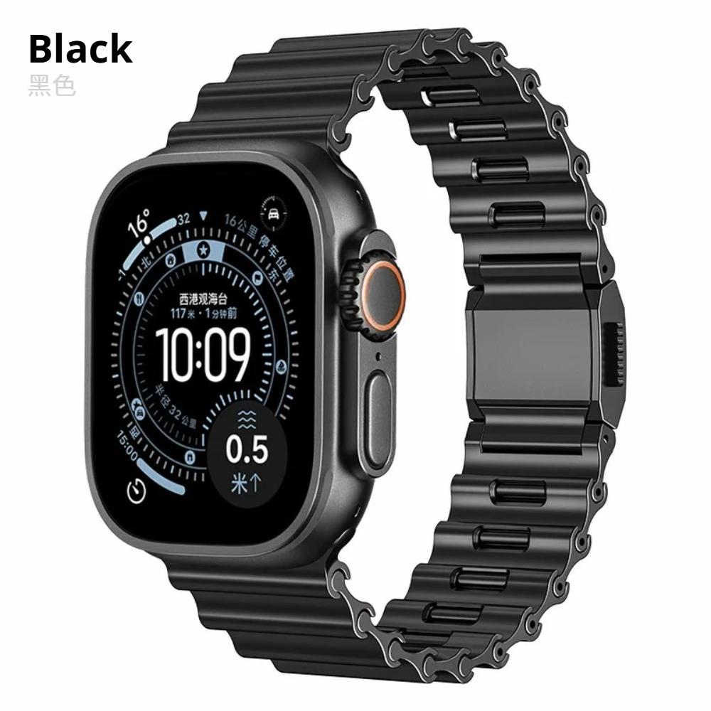 

Океанічний магнітний ремінець для Apple Watch Ultra 2 3 49 мм 9 8 7 45 мм 44 мм Браслет з нержавіючої сталі Ремінець для зап ястя IWatch Series11 S10 46 мм Ultra1/2/3 49mm чорний