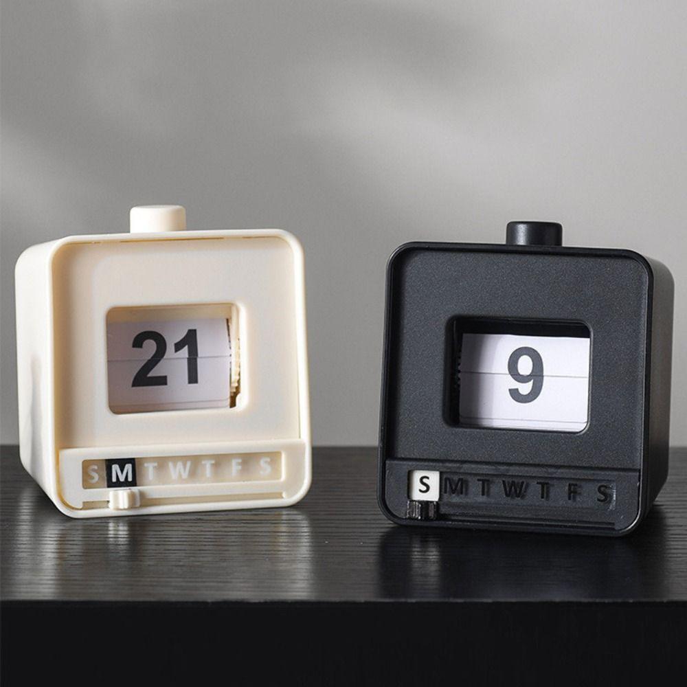 Mini Size Perpetual Calendar Push Flip Mechanism Page Turning Calendar Office Desk