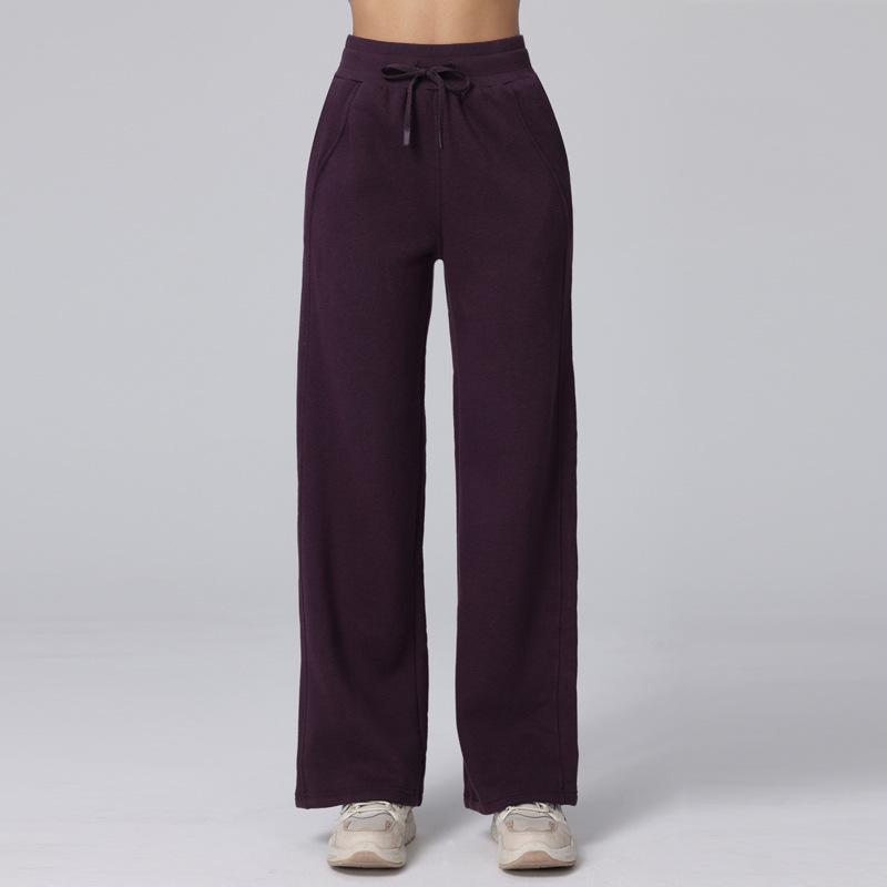 

High-Waisted Fleece-Lined Yoga Pants - Women s Versatile Straight-Leg for Autumn/Winter Running & Casual Wear XS вина червоного кольору