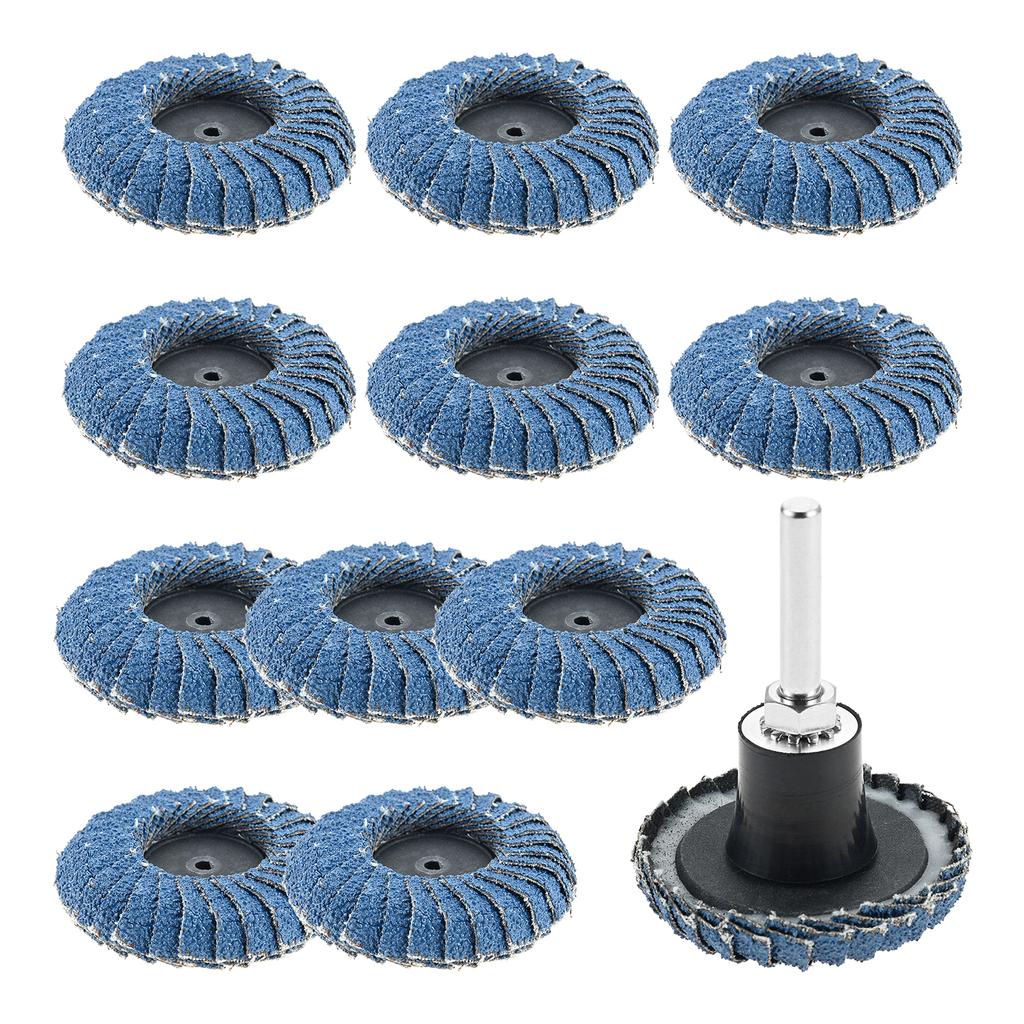 12Pcs 2"" Curved Flap Disc Grit#40-120 Roll Lock Quick Change Sanding Discs 1/4"" Holder for Die Grinder Metal Wood Rust Removal
