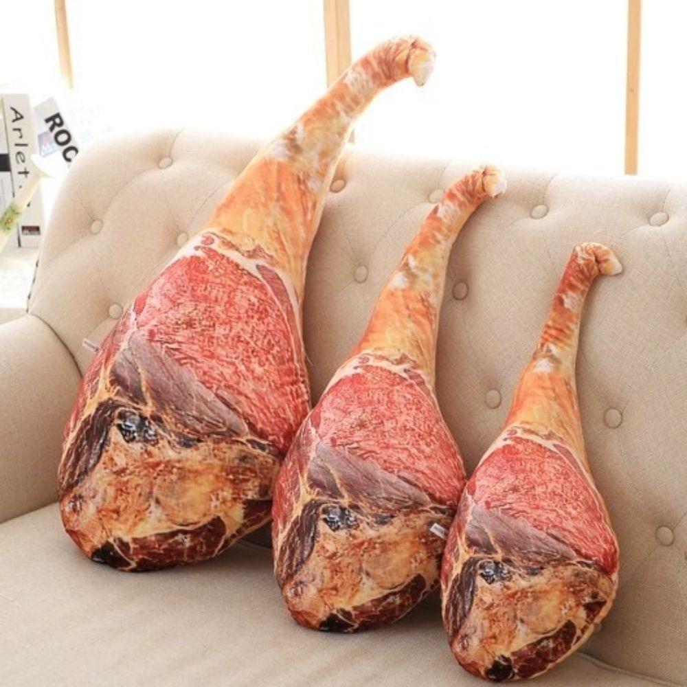 Stuffed Toy Ham Food Pillow Waist Cushion 3D Simulation Ham Creative Ham Plush Toy Office Sofa