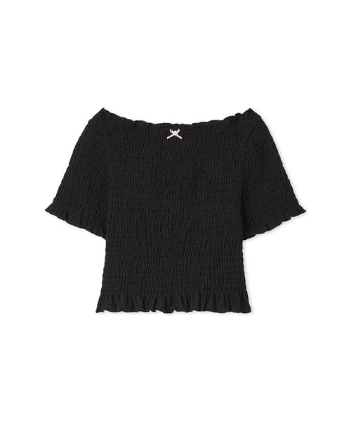 Lily Brown Shirred Ribbon Crop Top LWCT244021BLKF
