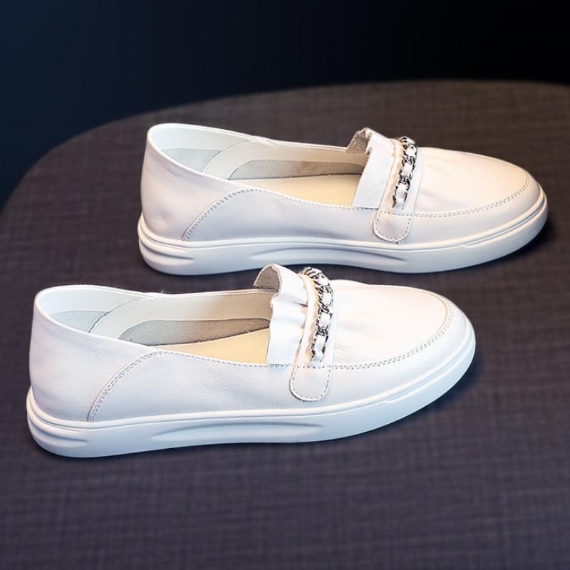 Fashion Classic Beige Loafers Women Breathable Leather Shoes Casual Shoes Women Slip-on Peas Shoes for Women Footwear Mocasines Hombre