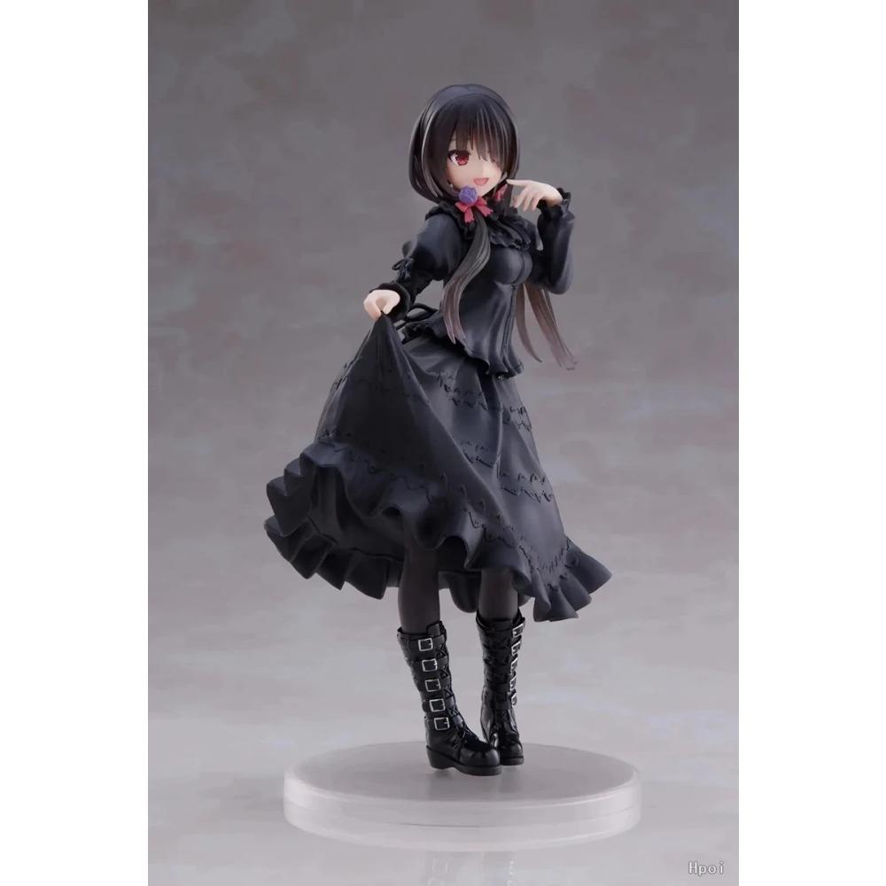 18CM DATE A LIVE Tokisaki Kurumi Anime Figure Cute Girl Model Toy PVC Black Dress Dress Up Standing Model Car Interior Ornament