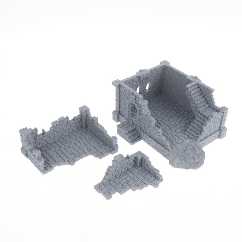 Gothic Building Ruins Terrain Scenery Unpainted Miniature Building Model 3D Printed Wargaming Terrain Scenery Building Ornaments