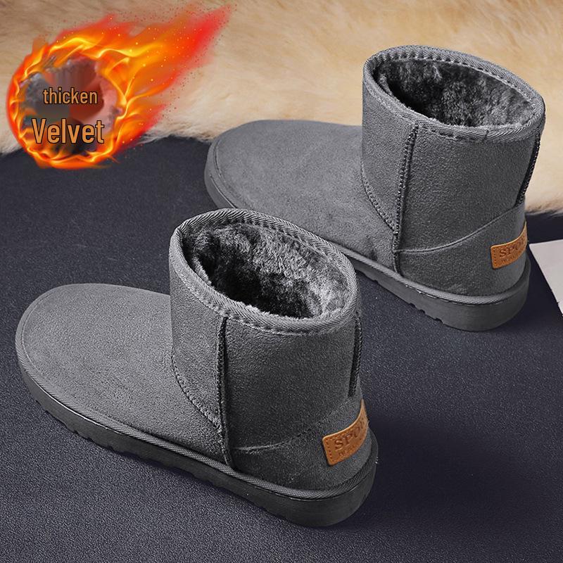 Winter Thick-Soled Snow Boots for Couples: Men's & Women's Warm, Cold-Resistant, Plus Velvet Cotton Shoes