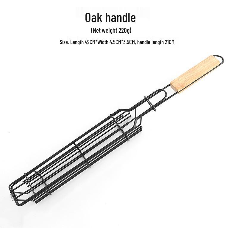 

Антипригарная клетка для колбасок для барбекю с деревянной ручкой