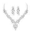 Kvinnor Elegant Faux Pearl Rhinestone lämnar halsband örhängen Bröllop smycken Set