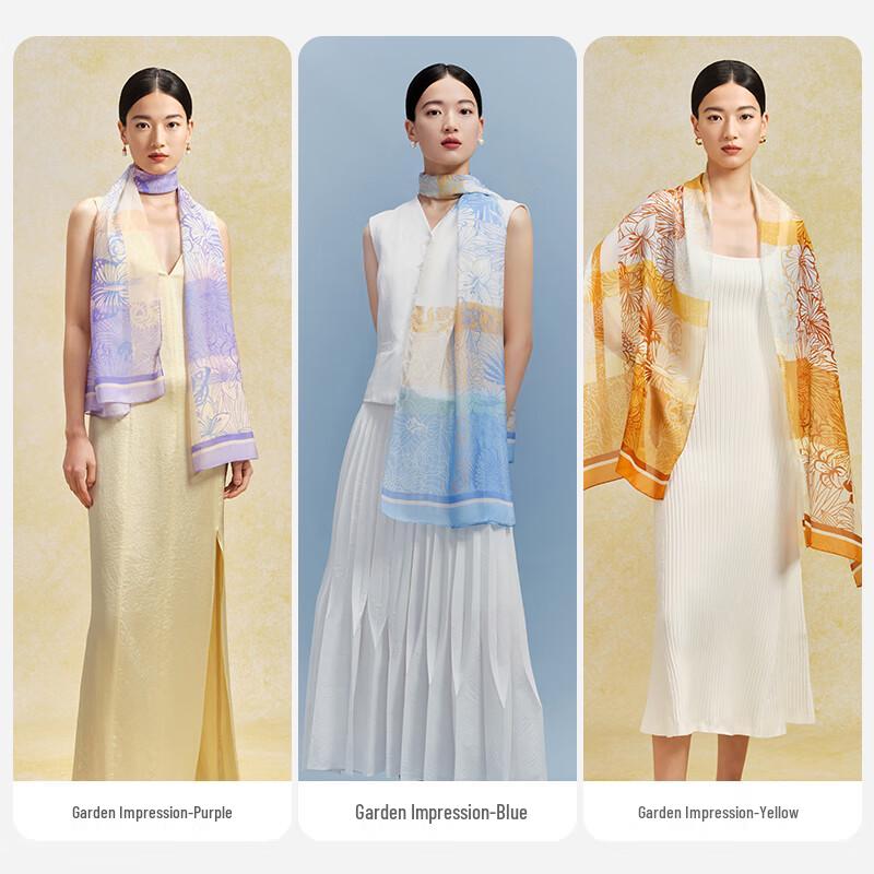 Wensli Garden Impression Mulberry Silk Scarf Shawl