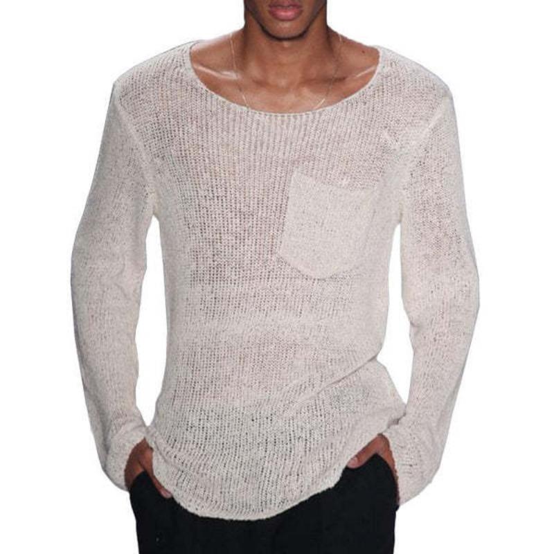 Loose Fit Lightweight Crew Neck Pullover Sweater S белый