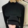 Winter Half High Collar Plush Knitted Sweater For Women Fashion 2024 Office-lady Pullover Sweaters Slim Fit Casual Warm Velvet Knitwear Clothes 30068