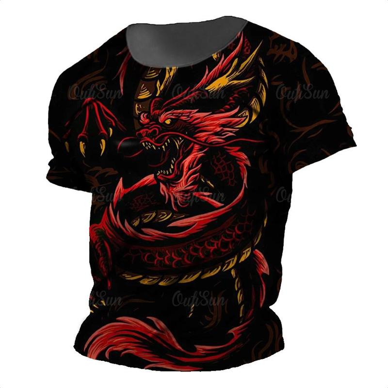 Awesome Cool Dragon Graphic T Shirt Men's Clothing Round Neck Short Sleeve T Shirts 3D Printed Personality Street Wear Tee Top