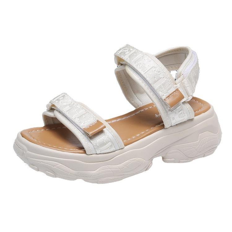 Thick-soled Casual Sports Sandals for Women 2025 Summer New Student Muffin Bottom Breathable Velcro Beach Sandals for Women