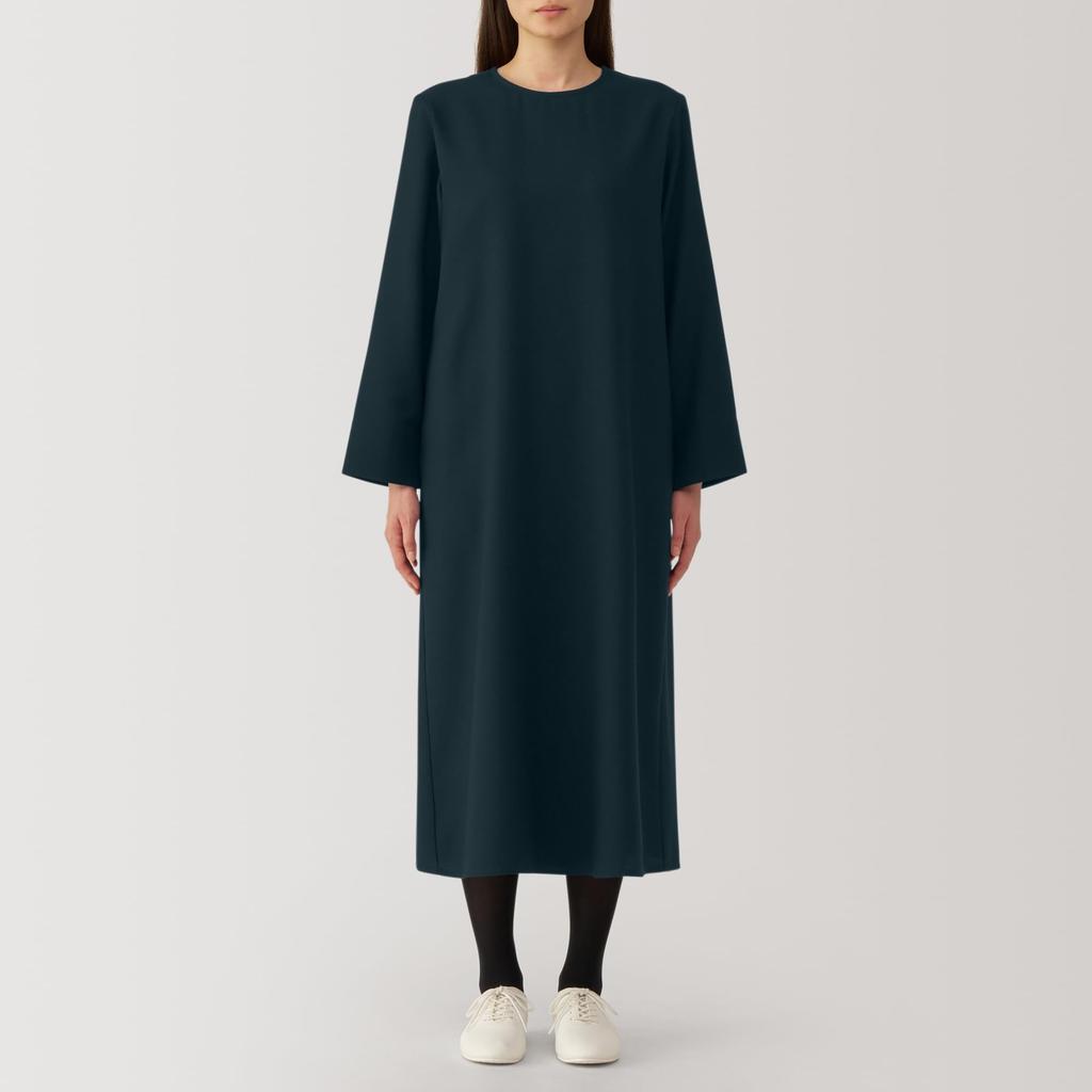 MUJI Brushed Pullover Long Sleeve Dark Size XXL Women's Dress, Navy, BC2KSA4A, Women's