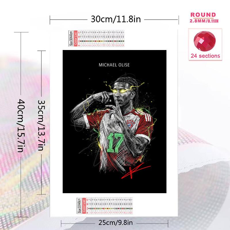 Football Star Signature 100% Round Full Drill 5D DIY Diamond Painting Embroidery Cross Stitch Rhinestone Decor