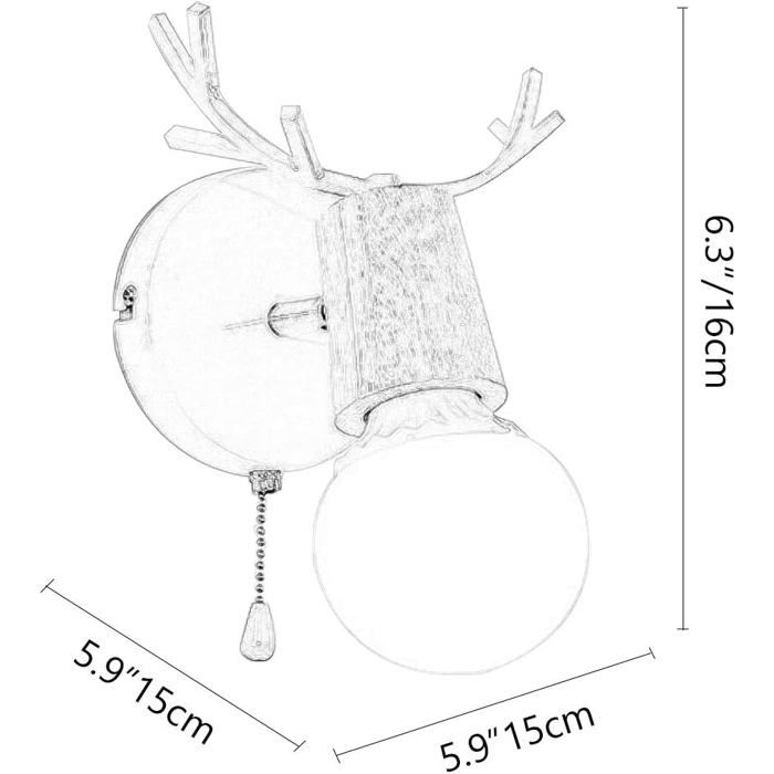 Applique murale - AIMOONSA - Deer Antlers - Noir - Culot E27 - Angle réglable