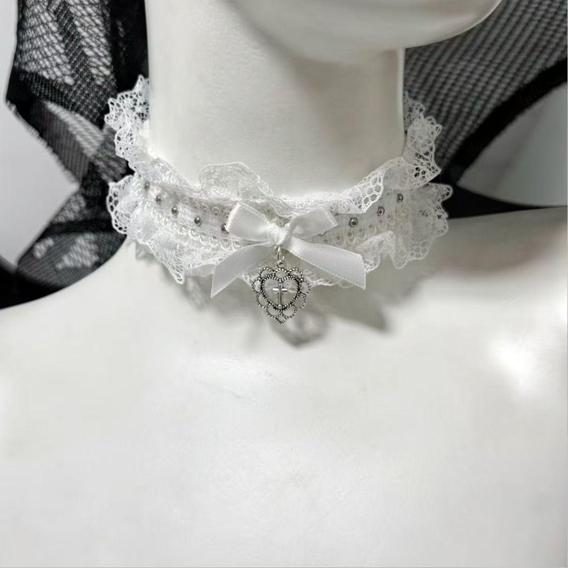 Lolita Cosplay Choker Necklace Sexy Cat Girl Bow Collar Anime Kitten Ears Role Play Costume Accessory Party Jewelry Kawaii Gift