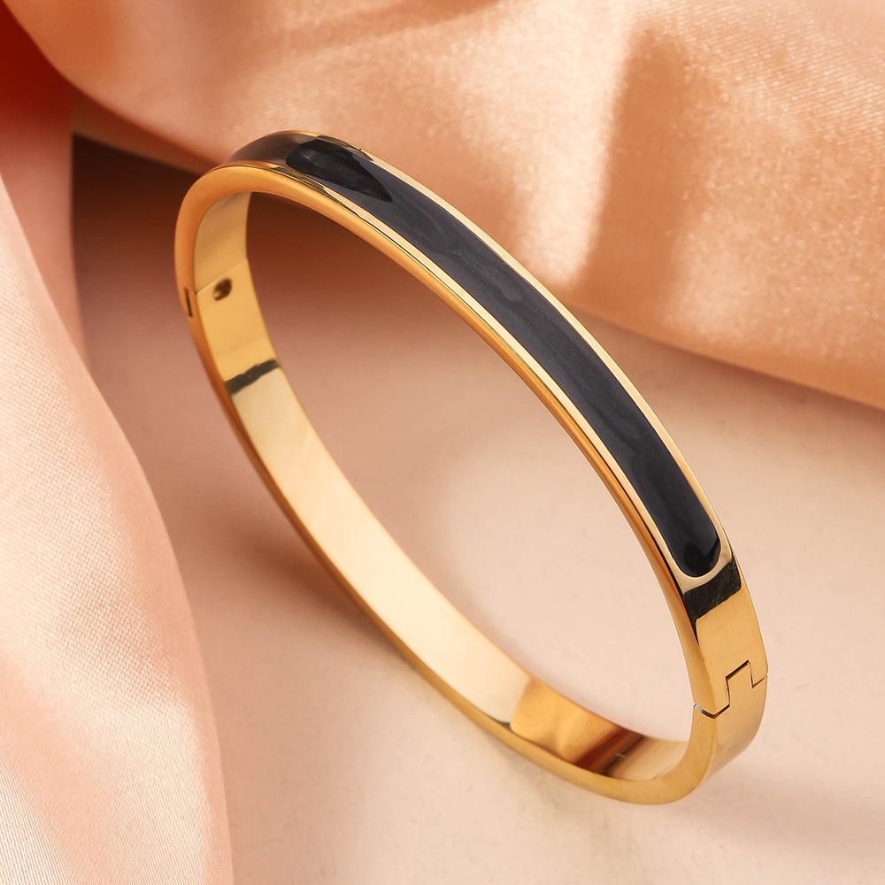 Colored Drip Oil Stainless Steel Bracelets Women Fashion Jewelry Set Accessory