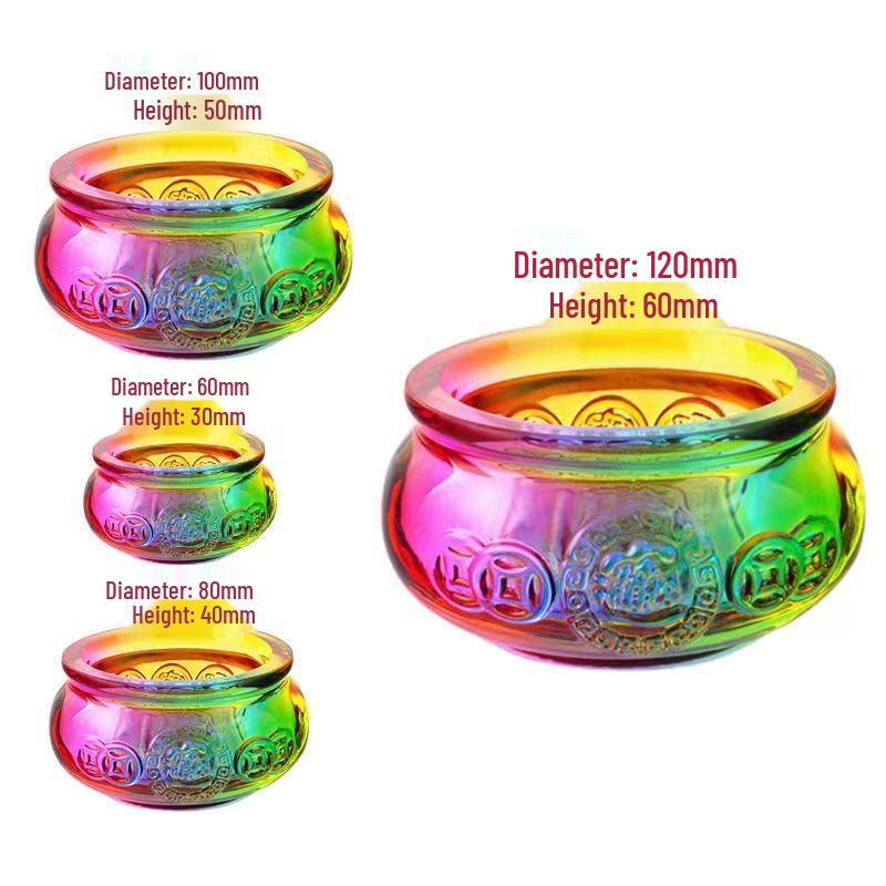 

Colorful Crystal Stone Treasure Pot Ornament for Home Decoration 6cm without Ingot