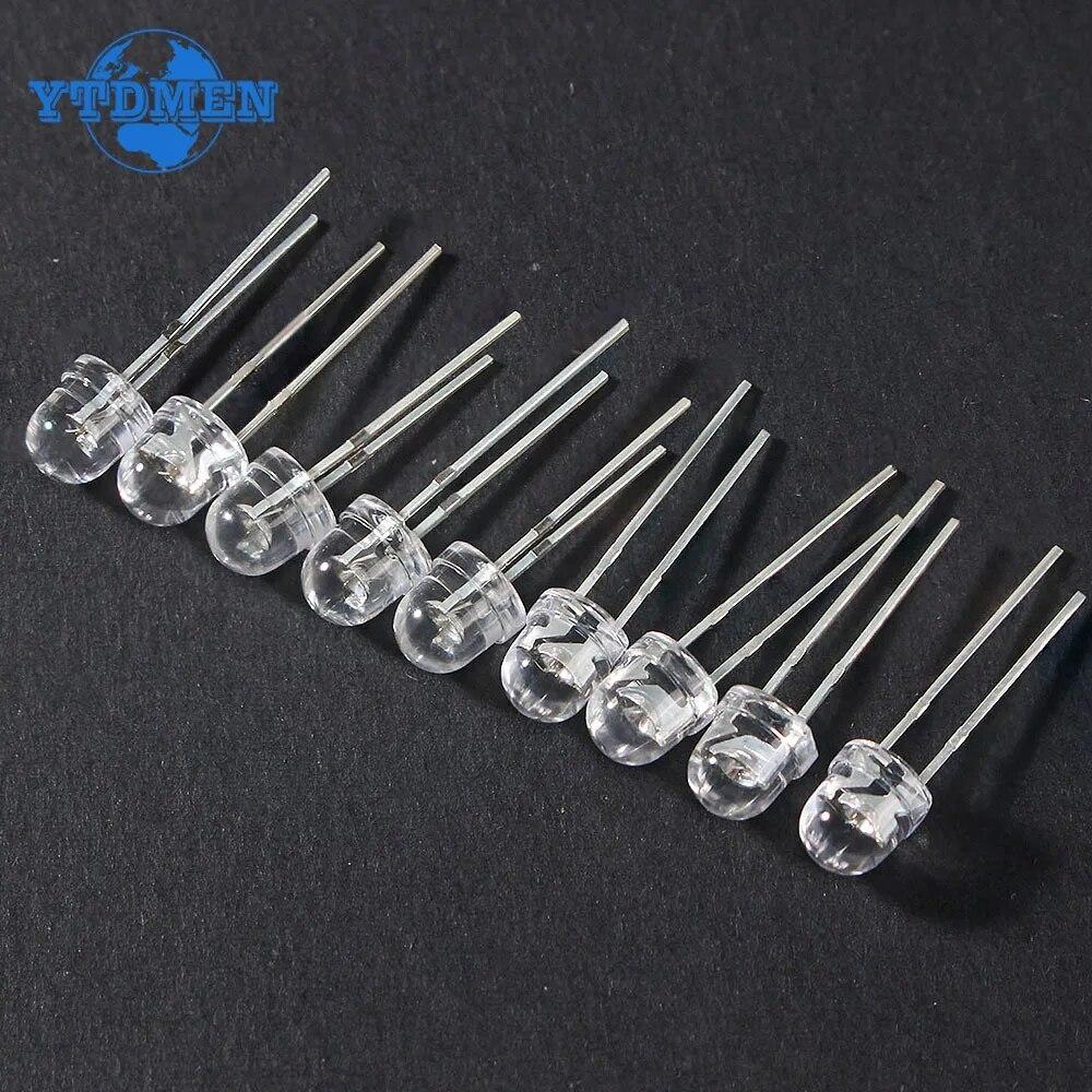 50-200PCS 5mm Straw Hat LED Diode Kit Super Bright F5 Power Light Emitting Diodes Blue Green Red Yellow White DIY