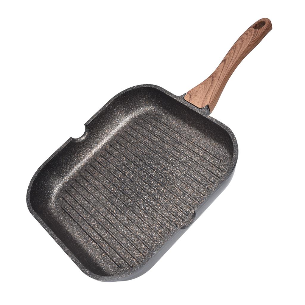 Grill Pan for Stove Tops Aluminum Induction Square Frying Pan Steak Frying Plate Kitchen Home