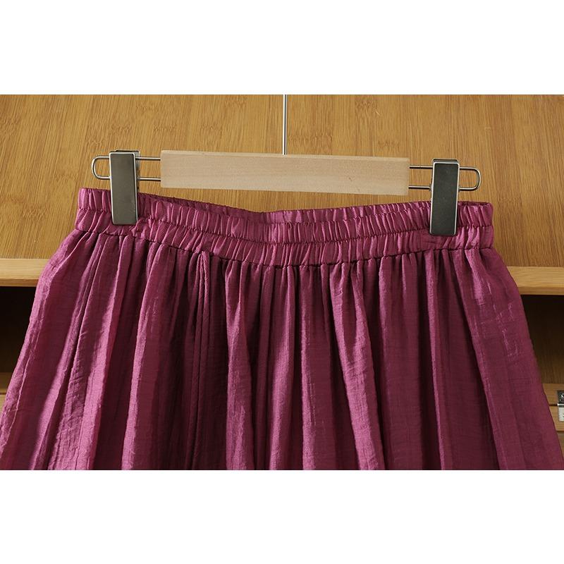 DIMANAF Plus Size 2026 Women Linen Pants Elastic Waist Vintage Basic Lady Solid Lace Wide Leg Long Pants Oversize Loose Tencel