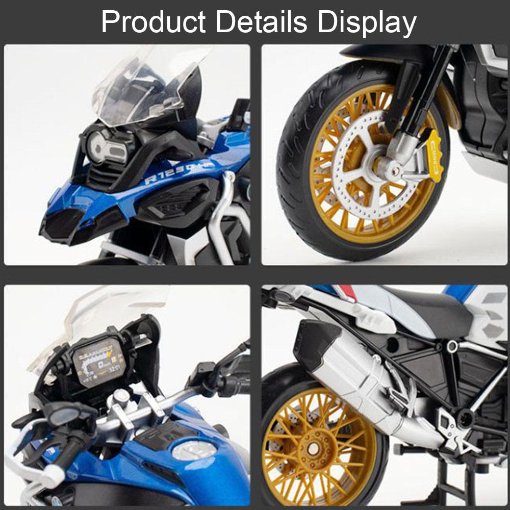 1:12 RRS1000 R1250GS Motorcycle Car Model Toys Wheel Steering Alloy Body Rubber Tires Motorbike Models for Children's Gifts