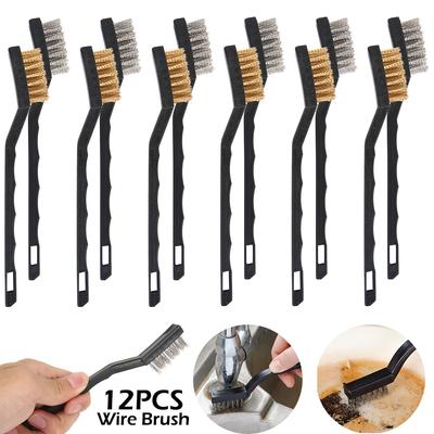 12 Stück Mini Edelstahl Rostbürste Messing Reinigungs Polier Detail Metallbürste Draht Zahnbürste Reinigungswerkzeug Familien-Set