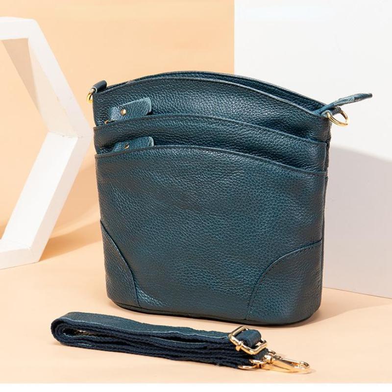 Johnature Fritid Dameveske Ekte skinn Vintage Ensfarge Myk ekte kuskinn Allsidige skulder- og crossbodyvesker