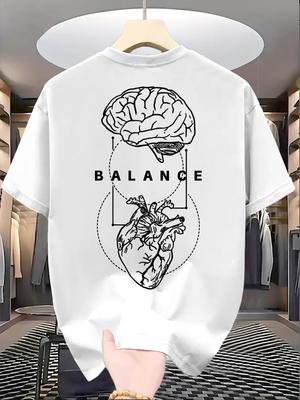 Men's Women Novelty Brain Balance Gym T Shirt Cotton Tee Streetwear Oversized Summer Fashion Loose Breathable Trendy Sports Top