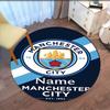 Custom Name Manchester City Printed Round Rug Carpet Chair Rug Area Rug Entryway Doormats,for Office Chair Living Room Bedroom Kitchen Room.
