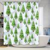 Vintage Forest Tree Christmas Shower Curtain Green Xmas Decorations for Bathroom Polyester Fabric Waterproof Window Hanging Size