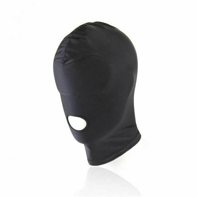 Black Hood Mask Stretchy Head Fetish Kink Restraints Hoods