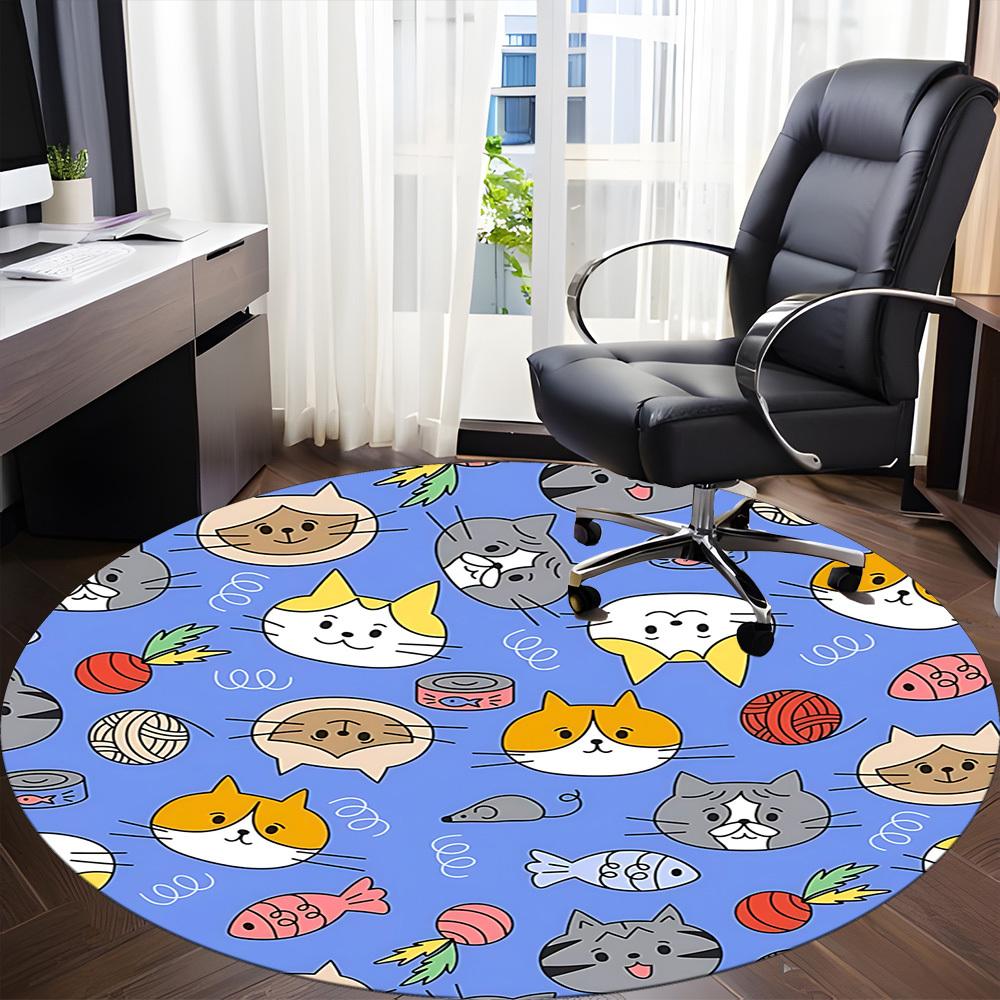 1PC Cat-themed Pattern Chair Carpet for Office, Indoor Non-Slip Washable Carpet, Soft Comfortable Mat For Office Room yy250930242