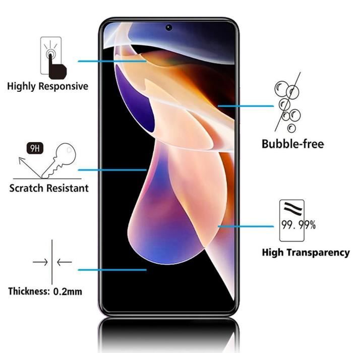 Film de protection - VCOMP - Xiaomi Redmi Note 11 Pro - Verre Trempé - 6.67 pouces - Installation facile