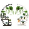 Round Floor Plant Display Stand with Cabinet