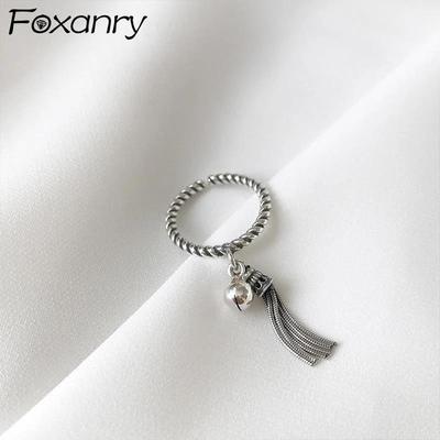 Anelli color argento per donna Alla moda, eleganti, vintage, creano vecchi gioielli creativi, con nappe, texture twist