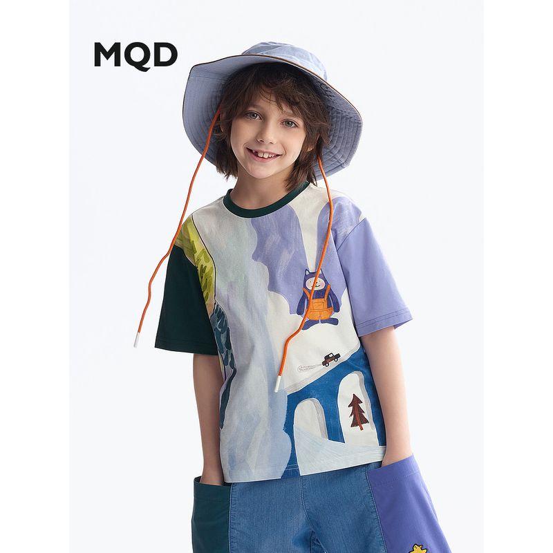 [Moisture-Wicking] Mqd Children's Clothing Boys' Short-Sleeved T-Shirt Summer New Round-Neck Cartoon Top Children's Clothing
