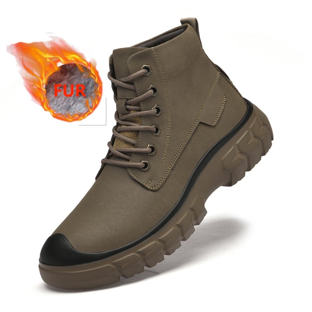 

Fashion Fashion Leather Mens Casual Boots Luxury Brand Outdoor Sports Travel Boots High-quality Winter Suede Warm High Top Leather Boots 38