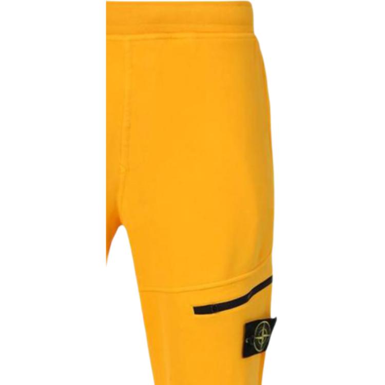 Stone Island Logo Label Elastic Waist Mid Rise Fitted Knit Sweatpants Men bottoms Yellow 771561251-V0030