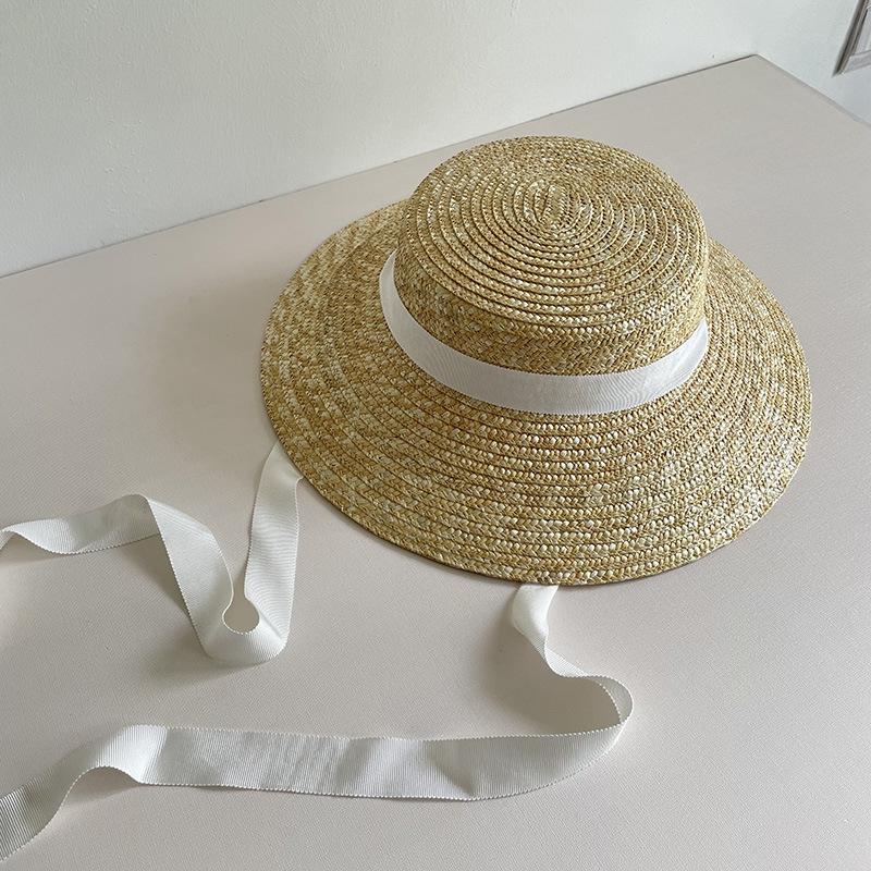 

Соломенная шляпа с неглубокой тульей, ретро-ремешком, соломенная шляпа от солнца, литературная, для фото, для путешествий, для отпуска, для пляжа, от солнца, детская Adult (56-58cm) белый
