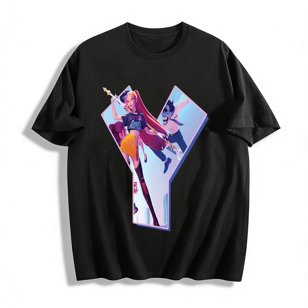 

Cool Girl Monster Battle Print T-shirt Loose Casual Unisex Street Style Top Pure cotton T-shirt XXS