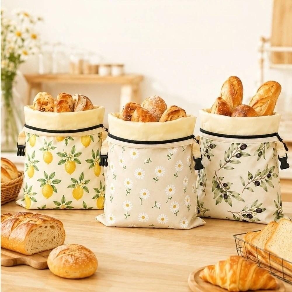 Cotton Beeswax Bread Bags 43x33 Removable Inner Bag Bread Storage Bag Bread Pattern Lock Closure Beeswax Coated Bags for Baking