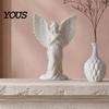 Retro Angel Sculpture 3D Printed Crown Figurine, Vintage Guardian Angle Statue, Healing Statue Artistic Winged Women for Home Tabletop Decoration